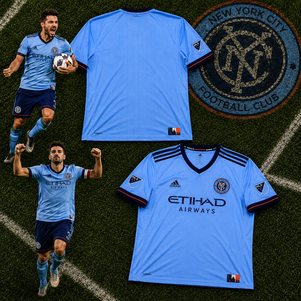 New York City FC Adidas Authentic Home Jersey 2017-18 2XL MLS Soccer AY6984
